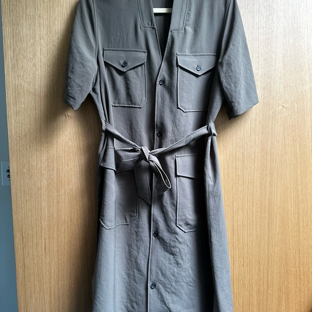 Billy Reid khaki green button front dress, size M - Picture 4 of 9